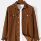 Mens Corduroy Solid Color Lapel Button Up Basics Long Sleeve Shirts