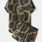 Mens Polka Dot Chain Baroque Print Short Sleeve Two Piece Outfits