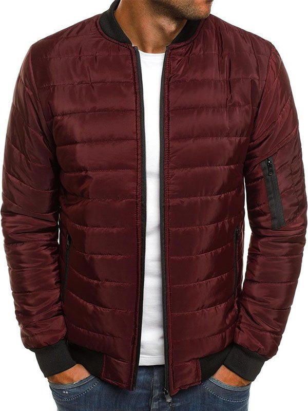 Men's Warm Solid Color Simple Coat