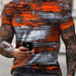 Mens Modern Orange And Grey Art Print Short Sleeve Crew Neck T-Shirt