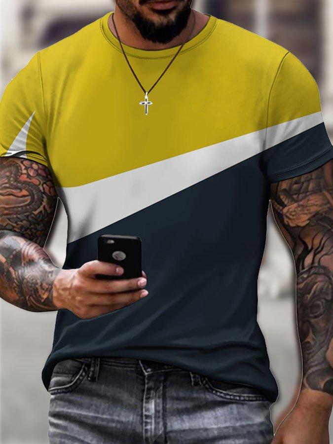 Men's Colorblock Print Short Sleeve T-shirt