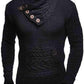 Men's solid color button turtleneck sweater