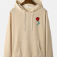 Mens Rose Print Kangaroo Pocket Cotton Casual Drawstring Overhead Hoodies
