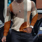 LONG SLEEVE FASHION CONTRAST COLOR ROUND NECK MEN'S TOP