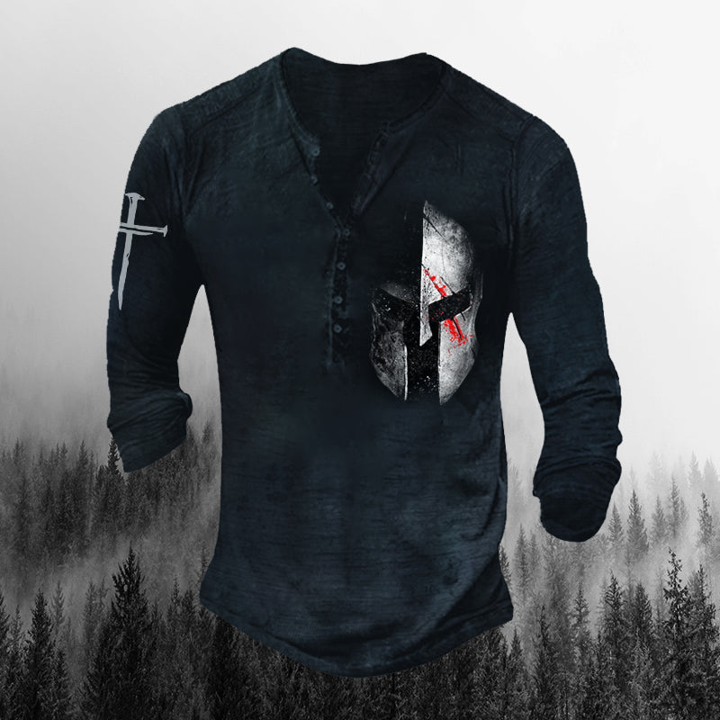 Men'S Outdoor Warrior Print Long Sleeve