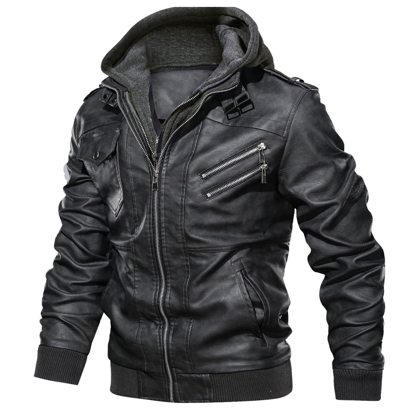 Mens Outdoor Cold-proof Motorcycle Leather Jacket