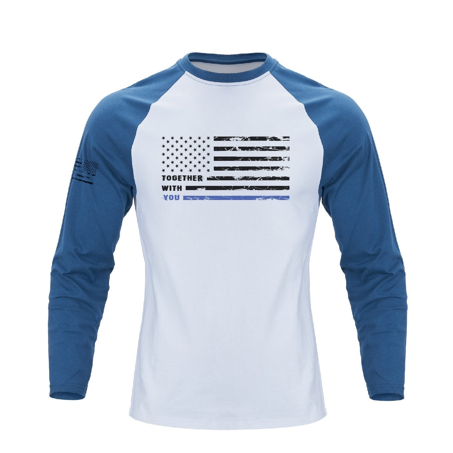 Men's 100% Cotton Patriotic American Flag Raglan Sleeve Long Sleeve Graphic T-shirts