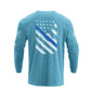 Men's 100% Cotton Blue Line American Flag Graphic Round Neck Long Sleeve T-Shirts