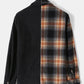 Mens Corduroy Plaid Stitching Button Up Casual Long Sleeve Shirts