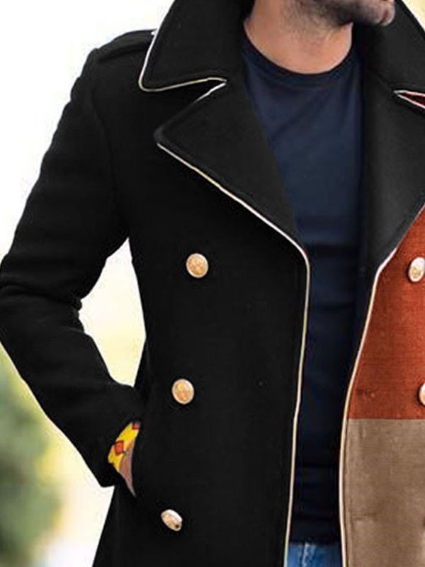 Men's Casual Three-Color Stitching Coat