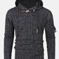 Mens Cable Knitted Toggle Front Warm Hooded Sweaters
