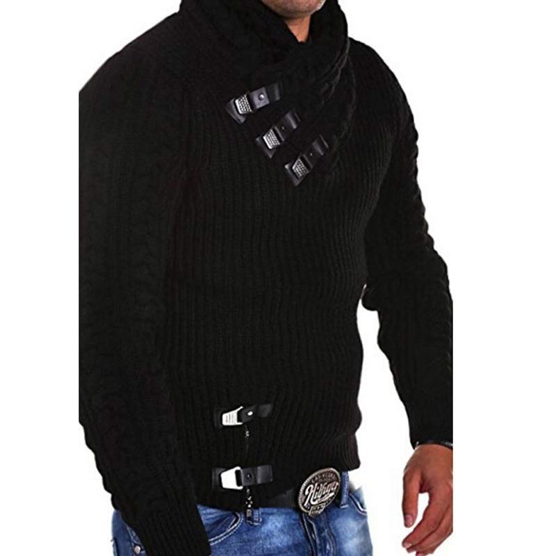 Men Solid Color Vertical Knit Sweater