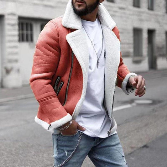 Men Solid Color Shawl Lapel Coat