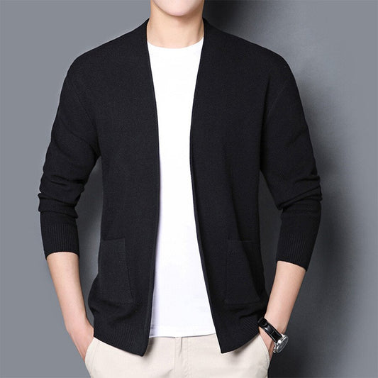 Men&#039;s Casual Knitted Cardigan Top Black M