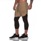 Men's Sports Fitness Double Shorts + Pants Capris