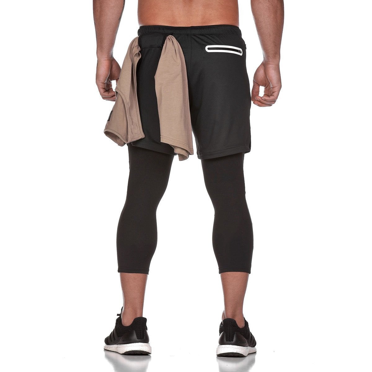 Men's Sports Fitness Double Shorts + Pants Capris