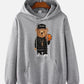 Mens 100% Cotton Cartoon Bear Print Kangaroo Pocket Hoodies