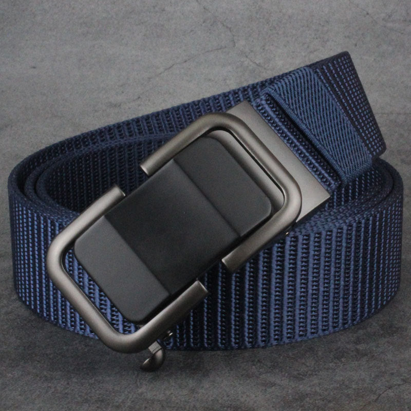 Men's Toothless Trendy Nylon Canvas Belt With Automatic Buckle Outdoor Casual Pants Belt