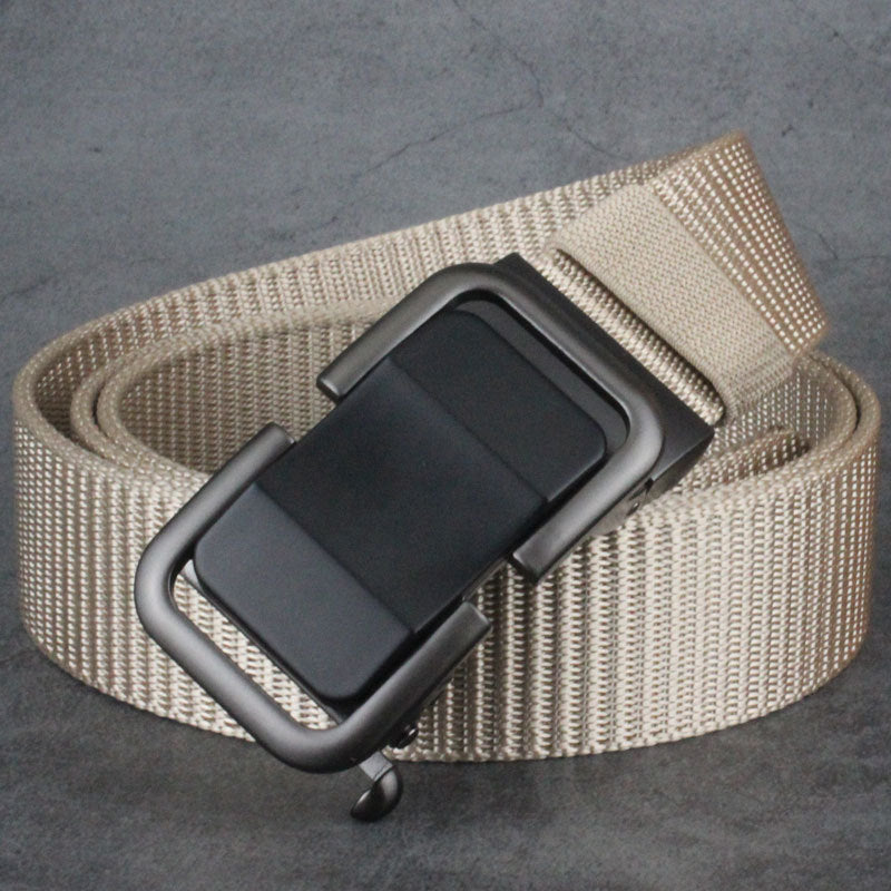 Men's Toothless Trendy Nylon Canvas Belt With Automatic Buckle Outdoor Casual Pants Belt