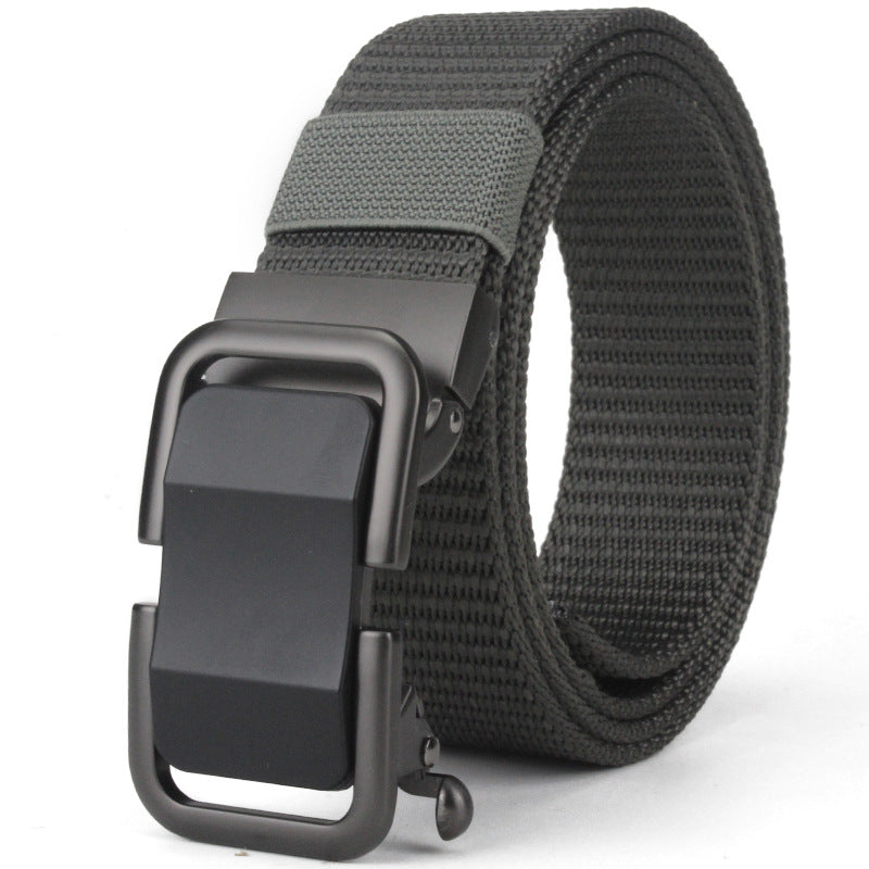 Men's Toothless Trendy Nylon Canvas Belt With Automatic Buckle Outdoor Casual Pants Belt