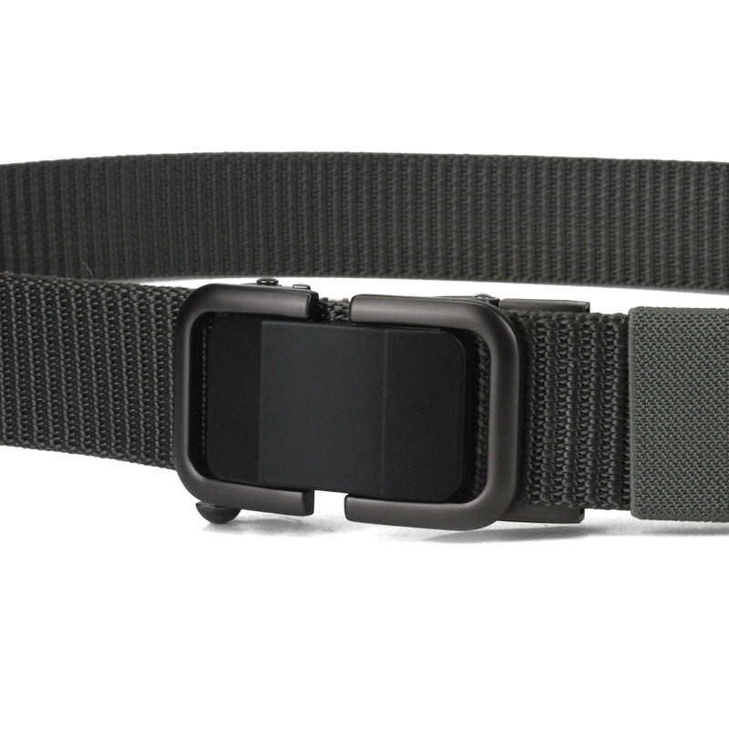 Men's Toothless Trendy Nylon Canvas Belt With Automatic Buckle Outdoor Casual Pants Belt