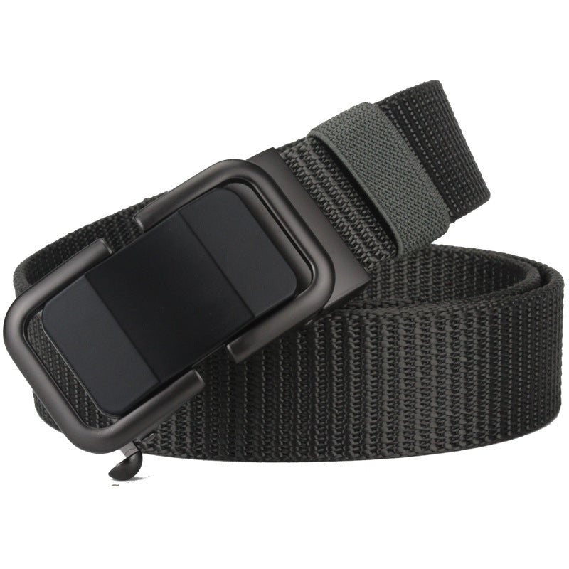 Men's Toothless Trendy Nylon Canvas Belt With Automatic Buckle Outdoor Casual Pants Belt