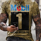 Mens Vintage Motor Mobil 1 Oil Badge Printed T-shirt