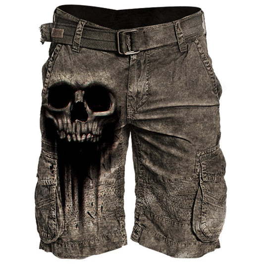 Mens Skull Printed Casual Tactical Shorts