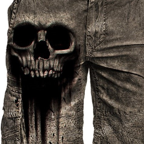 Mens Skull Printed Casual Tactical Shorts