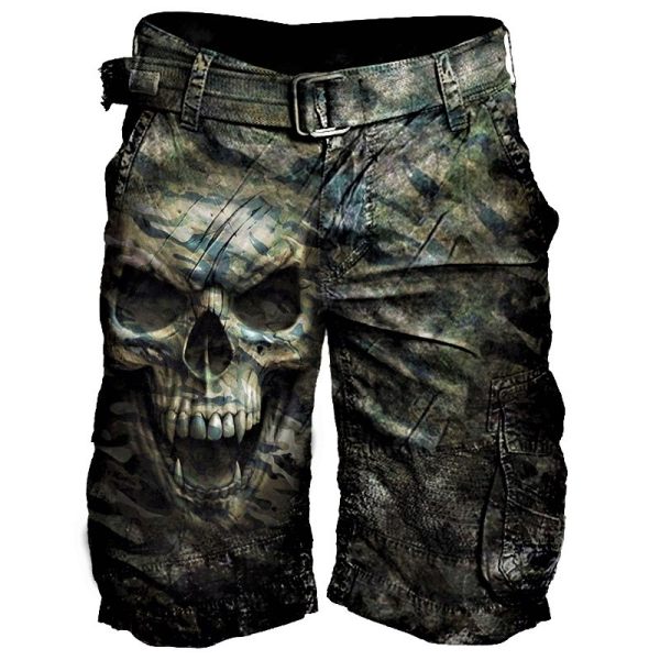 Men's Skull Print Casual Tactical Shorts