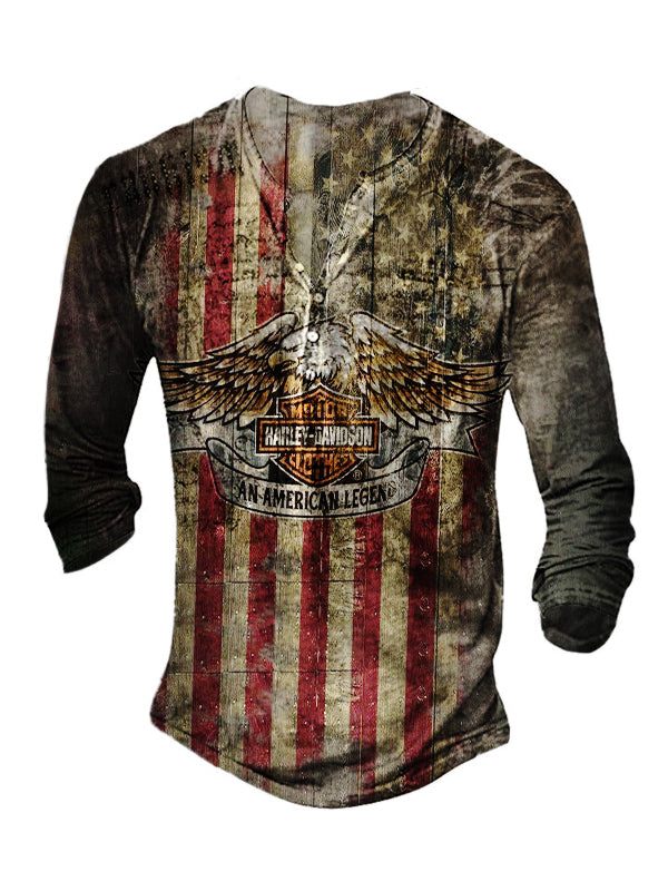 Men's Outdoor Freedom Eagle Print Long Sleeve