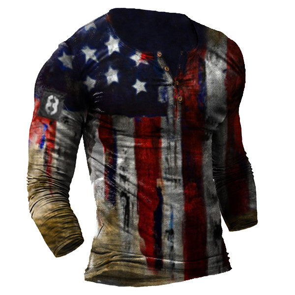 Men's Outdoor Independence Day Printed Tactical Long Sleeve