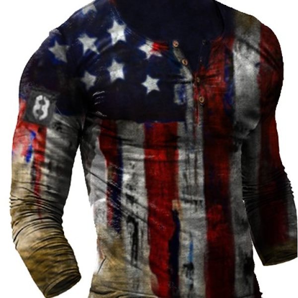 Men's Outdoor Independence Day Printed Tactical Long Sleeve