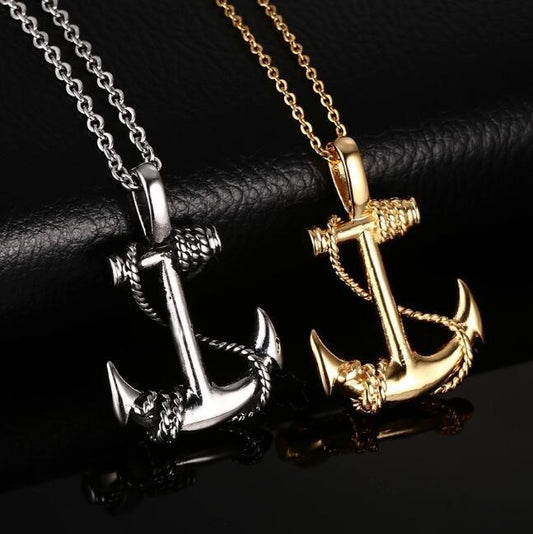 Vintage Men'S Pirates Of The Caribbean Anchor Necklace Stainless Steel Necklace Personality