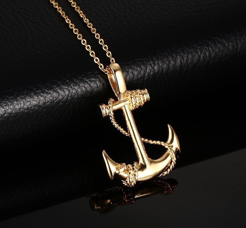 Vintage Men'S Pirates Of The Caribbean Anchor Necklace Stainless Steel Necklace Personality