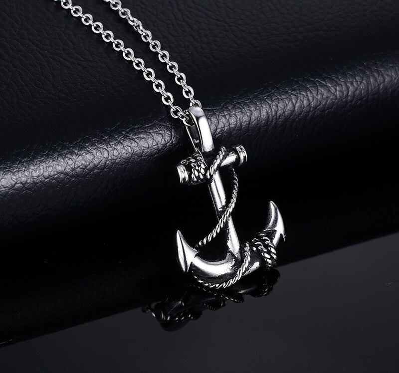 Vintage Men'S Pirates Of The Caribbean Anchor Necklace Stainless Steel Necklace Personality