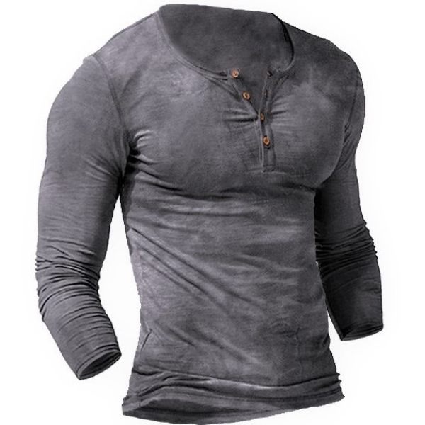 Men'S Outdoor Tactics Print Long Sleeve V-Neck Shirt