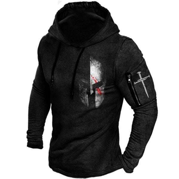 Men'S Outdoor Spartan Faith Print Sleeve Hoodie