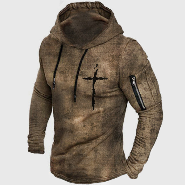 Men'S Outdoor Faith Print Sleeve Pocket Hoodie