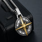 Men's Vintage Stainless Steel Cross Necklace Viking Ares Compass Pendant