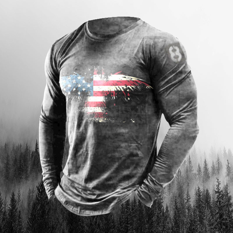 Patriot Eagle Men'S Outdoor Henry Neck Organic Long Sleeve