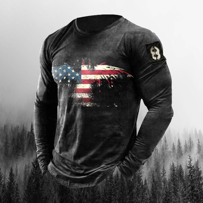 Patriot Eagle Men'S Outdoor Henry Neck Organic Long Sleeve