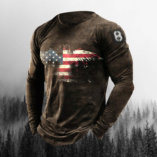 Patriot Eagle Men'S Outdoor Henry Neck Organic Long Sleeve