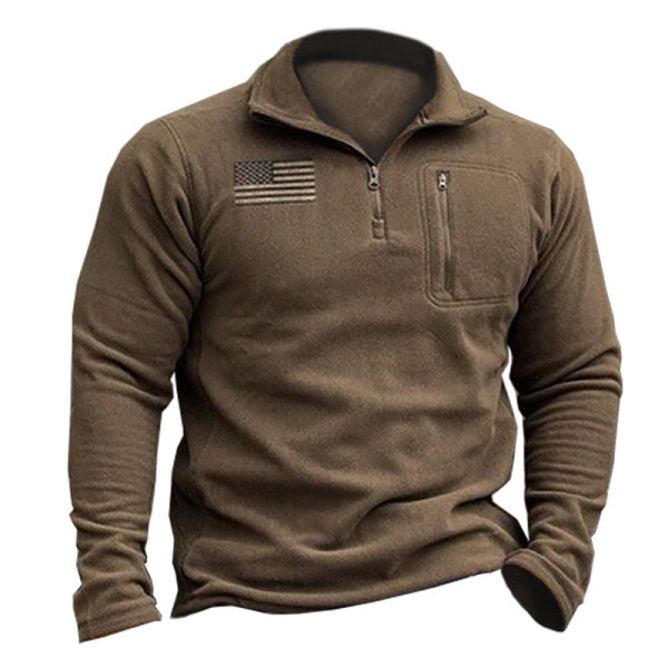 Mens Retro Casual Tactical Fleece Sweater