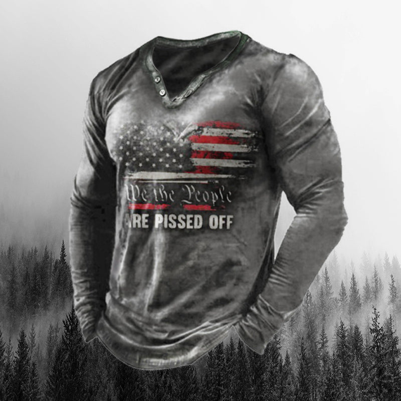 Men's Retro We The People Are Pissed Off  America Long Sleeve