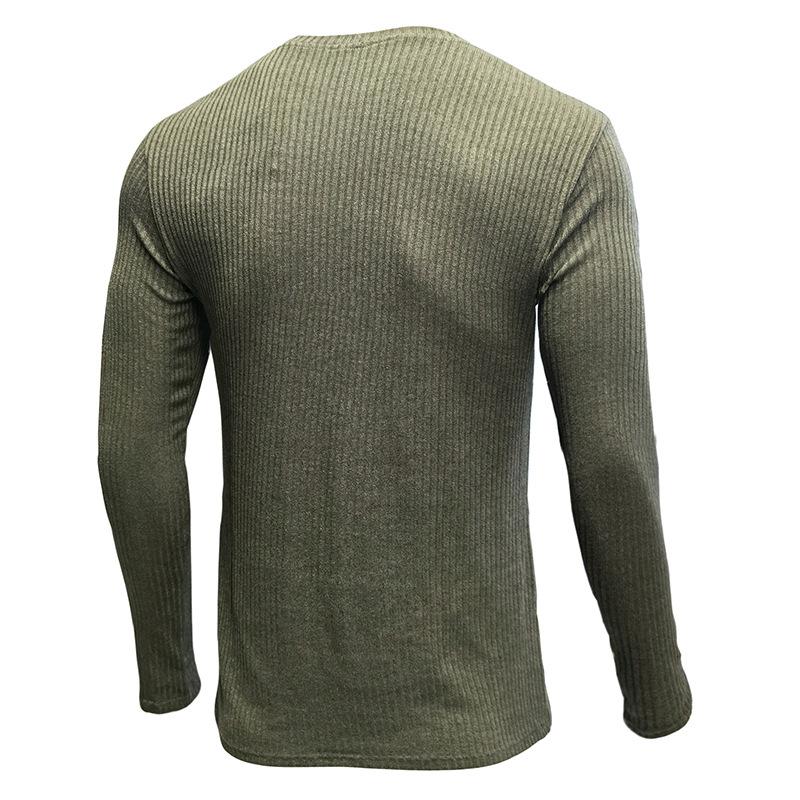 Men's solid color pullover V-neck casual sweater