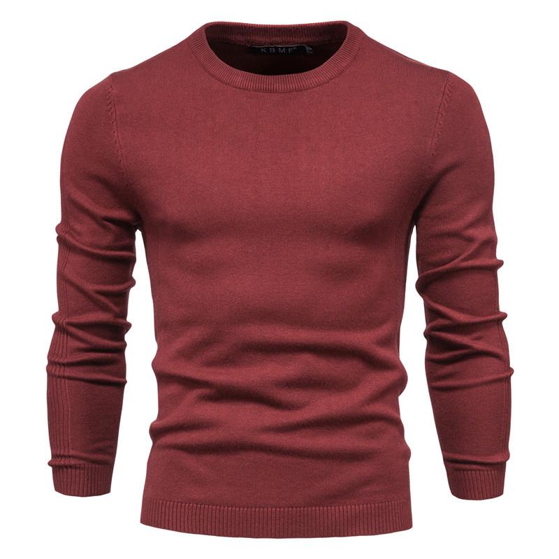 Mens Thick Sweater Round Neck Slim Quality Sweater