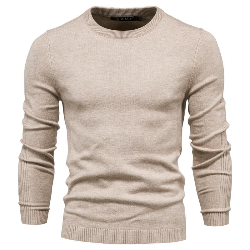 Mens Thick Sweater Round Neck Slim Quality Sweater