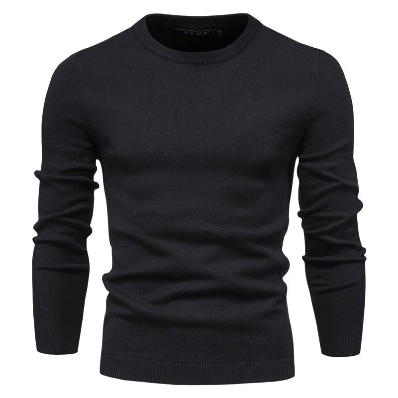 Mens Thick Sweater Round Neck Slim Quality Sweater