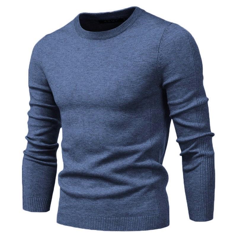 Mens Thick Sweater Round Neck Slim Quality Sweater